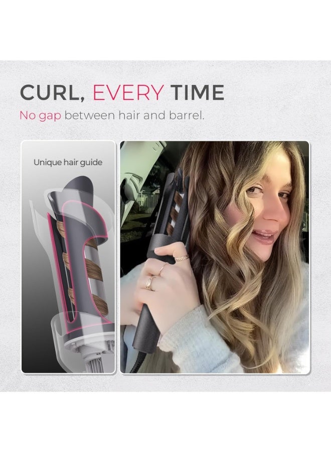 TYMO Automatic Rotating Curling Iron - CURLPRO Beach Waves Curling Wand, Portable Hair Curler, 500 Million Ionic, Dual Voltage & Lightweight for Travel, Ceramic Coating, 1 Inch, Metallic Gray - Image 5